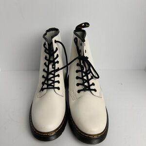 Dr Martens 1460 White Lace-Up Combat Boots with Black Trim